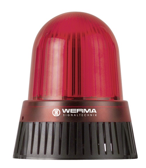WERMA 431 Series 431.100.60 LED Permanent / Flashing / EVS beacon Light with Sounder, Base Mounting, 115-230V AC Red 
